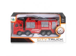City Truck: Négytengelyes fém tűzoltóautó modell - fénnyel és hanggal