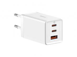 Baseus CCGP120202 GaN5 Pro 65W 2xUSB C/USB fehér töltő