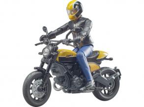 Bworld Scrambler Ducati motorkerékpár modell sofőrrel - 1:16