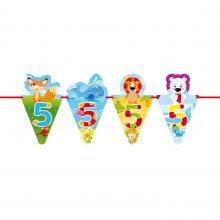 5 éves születésnapra állatos dekorációs szalag, 6 m