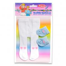 Babaruha szett -  harisnya zoknival - 28-35 cm-es babákhoz, fehér