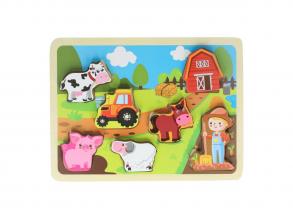 Fából készült, farm alakú kirakós - 7 darabos