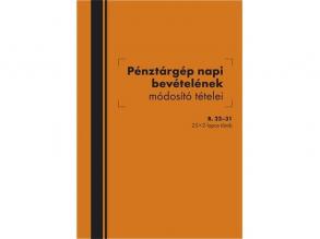 B.22-31 A5 25x2lapos álló pénztárgép napi bevételének módosító tételei