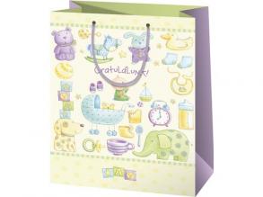 Gratulálunk! mintás közepes méretű ajándéktáska 18x23x10cm-es