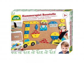 LENA: Kalapálós parafatábla játékszett - Építkezés