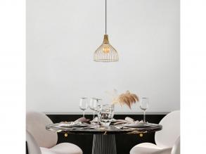 Elegáns fényes arany csillár, fém test, 25 x 25 x 123 cm | Állítható magasságú, E27 aljzat, IP20 | Tökéletes modern lakberendezé