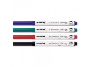 Niceday kerek vékony hegyű 4db-os vegyes színű táblamarker készlet