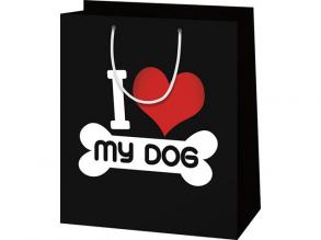 I Love My Dog közepes méretű ajándéktáska 18x10x23cm