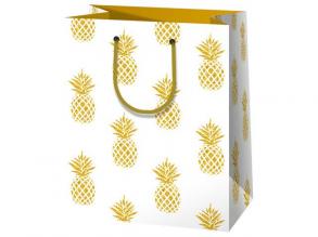Exkluzív közepes csillogó ananászos ajándéktáska 18x23x10cm