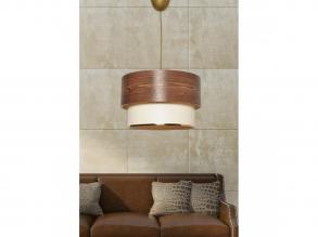 Opviq, 687HMY1256, Modern csillár műanyag testtel, barna és krémszínű, 30 cm átmérő, 65 cm magasság | E27 aljzat, max 40W