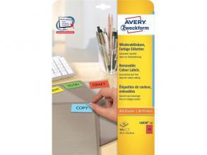 Avery L6038-20 45,7x21,2mm visszaszedhető 960db-os piros etikett