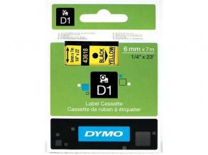 Dymo D1 6mmx7m sárga/fekete feliratozógép szalag