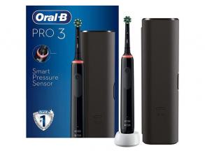 Oral-B PRO 3 3500 Cross Action fejjel és útitokkal fekete elektromos fogkefe