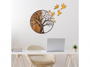 Kézzel festett dekoratív fa falkiegészítő, 92 x 71 x 3 cm | 100% tömör fa (3 cm) és fém (1,5 mm) | Egyedi színváltozatok a stílu