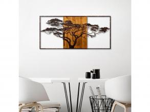 Kézzel festett dekoratív fa falkiegészítő, 147 x 70 x 3 cm | 100% tömör fa (3 cm) és fém (1,5 mm) | Egyedi dizájn természetes va