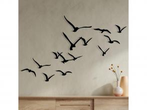 Dekoratív fém fali madárkészlet, fekete, 100% fém | 11 egyedi formatervezés, tökéletes otthoni dekorációhoz