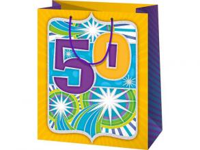 50-es jubileumi exkluzív normál méretű ajándéktáska 11x6x15cm