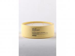 Sárga vanília mályvacukor gyertya, 12 cm, 100% beton