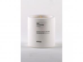 Elegáns fehér betongyertya, szantálfa esszencia, 8,5 cm átmérő x 9 cm magasság | Paraffin/szója keverék