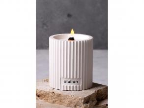 Elegáns fehér betongyertya, vanília/rózsa esszencia, 8 cm