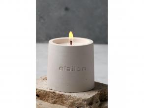 Elegáns fehér betongyertya, vanília/rózsa esszencia, 8 cm