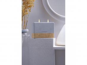 Elegáns szürke gyertya kötéllel, kakaóesszenciával, 11,5 cm