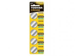 Gombelem CR2450 , lapos elem , 3 Volt , 5 darab , tartós , elem , higany mentes , TOSHIBA