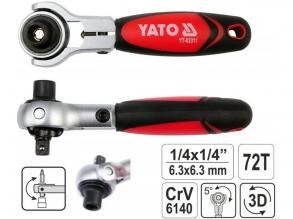 YATO Hajtószár racsnis 1/4 col 72T, bit és dugókulcshoz