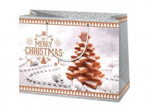 Cardex: Mézeskalács mintázatú karácsonyi nagy ajándéktáska 26x13x33cm