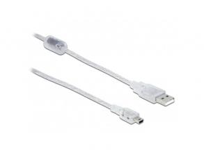 Delock 83904 USB-A 2.0 apa > USB 2.0 Mini-B apa 0,5m áttetsző kábel