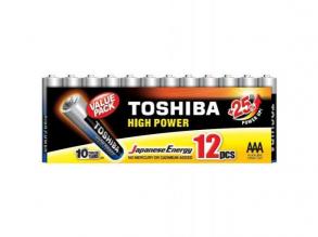 Ceruzaelem AAA (LR03) , 1.5 Volt , 12 darab , tartós , elem , High Power , TOSHIBA