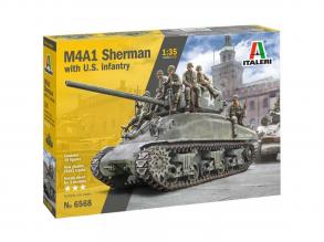 Italeri 1/35 M4A1 SHERMAN tank amerikai legénységgel makett
