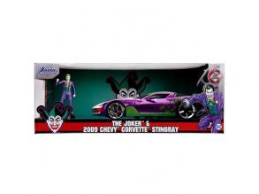 DC Comics: Joker figura és 2009 Chevy Corvette Stingray fém autómodell 1/24 - Simba Toys