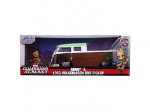 Marvel: Groot figura és 1963 Volkswagen Bus Pickup autómodell 1/24 - Simba Toys