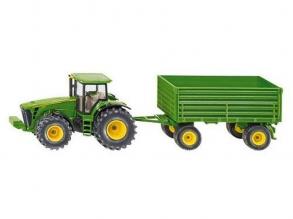 John Deere 8000-es traktor + kéttengelyes mezőgazdasági pótkocsi, 1:50 - SIKU