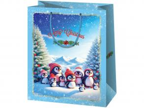 Cardex: Karácsonyi pingvinek nagy méretű ajándéktáska 26x13x33cm