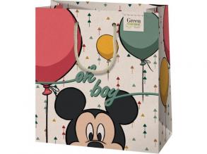 Mickey egér mintás közepes méretű környezetbarát ajándéktáska 18x23x10cm-es