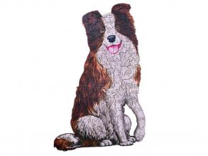Fa puzzle, színes A4 méretű kutya