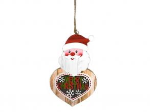 Dekorációs figura Mikulás szív, Merry Christmas felirattal, LED világítással