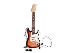 Elektromos gitár gitár szíjjal és mikrofonnal