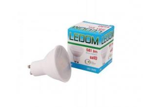 LED lámpa , égő , szpot , GU10 foglalat , 120° , 7 Watt , hideg fehér , LEDOM