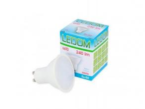 LED lámpa , égő , szpot , GU10 foglalat , 120° , 3 Watt , meleg fehér , LEDOM