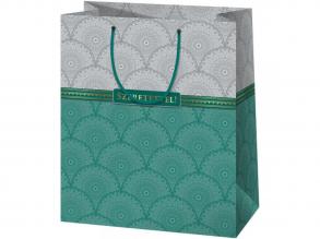 Szeretettel! elegáns óriás méretű ajándéktáska arany berakással 33x15x44cm