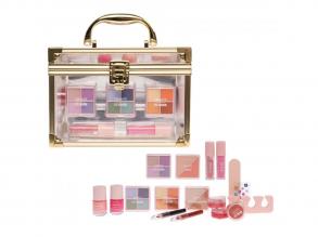 Casuelle sminkkészlet bőröndben, arany kerettel