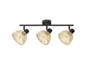 Rattán, ipari stílusu, E14 3xMAX15W, fekete