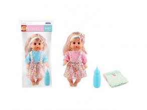Pislő baba virágos szoknyában kiegészítőkkel 30cm