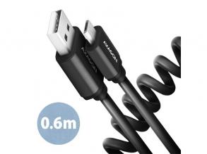 Axagon BUMM-AM10TB Twister micro USB 2.0 B - USB 2.0 A 0,6 m fekete csavart kábel