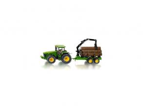 Zöld traktor rönkszállító pótkocsival - Siku