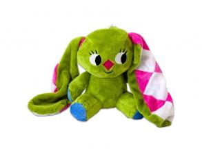 Kockás fülű nyúl 10 cm-es ülő kulcstartó plüssfigura