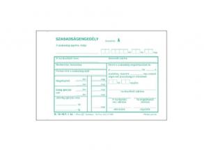 B.18-49/V A6 fekvő szabadságengedély tömb